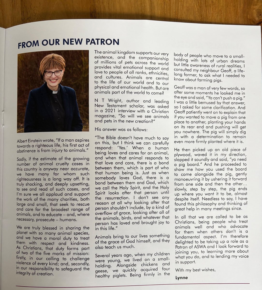 Honoured and delighted to be taking up a role as Patron with ASWA, the Anglican Society for the Welfare of Animals.

If you have a heart for animal welfare and want to join with others who do too, please give ASWA a follow <a href="/aswanews/">ASWA</a>