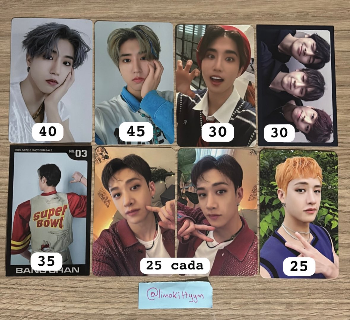 VENDA/VENDO stray kids

•Valor na imagem + frete (14 reais)
•Mando vídeos na dm
•Feedbacks no fixado 

🏷️Bangchan han i.n seungmin skz unit nacific 5star i am not pob photocard