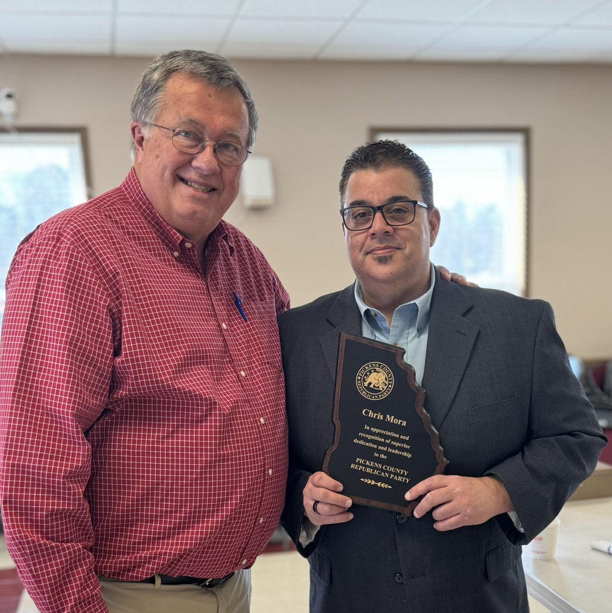 Great to be with a great group of friends at the Pickens County, Republican Party Caucus meeting. We said Thank you to outgoing Chairman Chris Mora and welcomed Kim Bunker as our new Chairman. She will be a great leader for us.