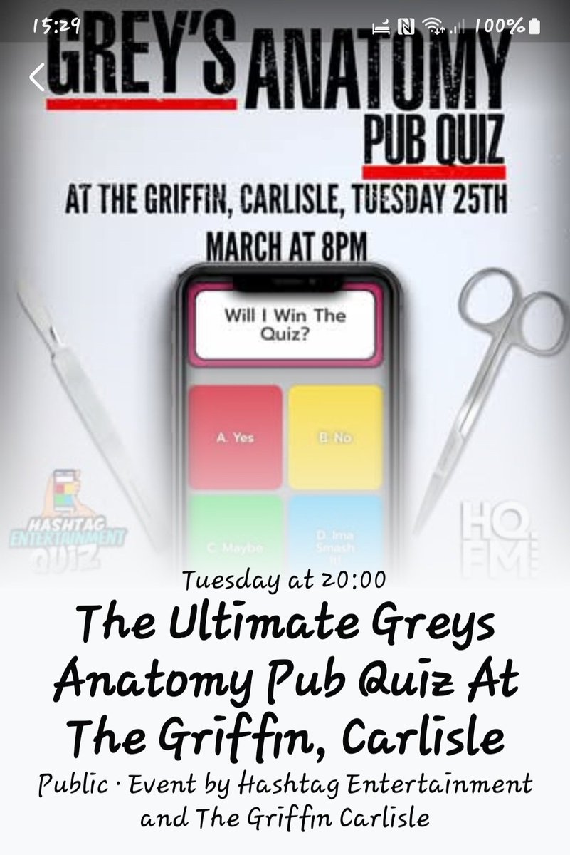SarahJfromtheUK's tweet photo. Excited 😊that one of my local pubs has a quiz night all about @GreysABC @camilluddington  Am I going? YES, I am💯 https://t.co/Xn5AGFRVKr