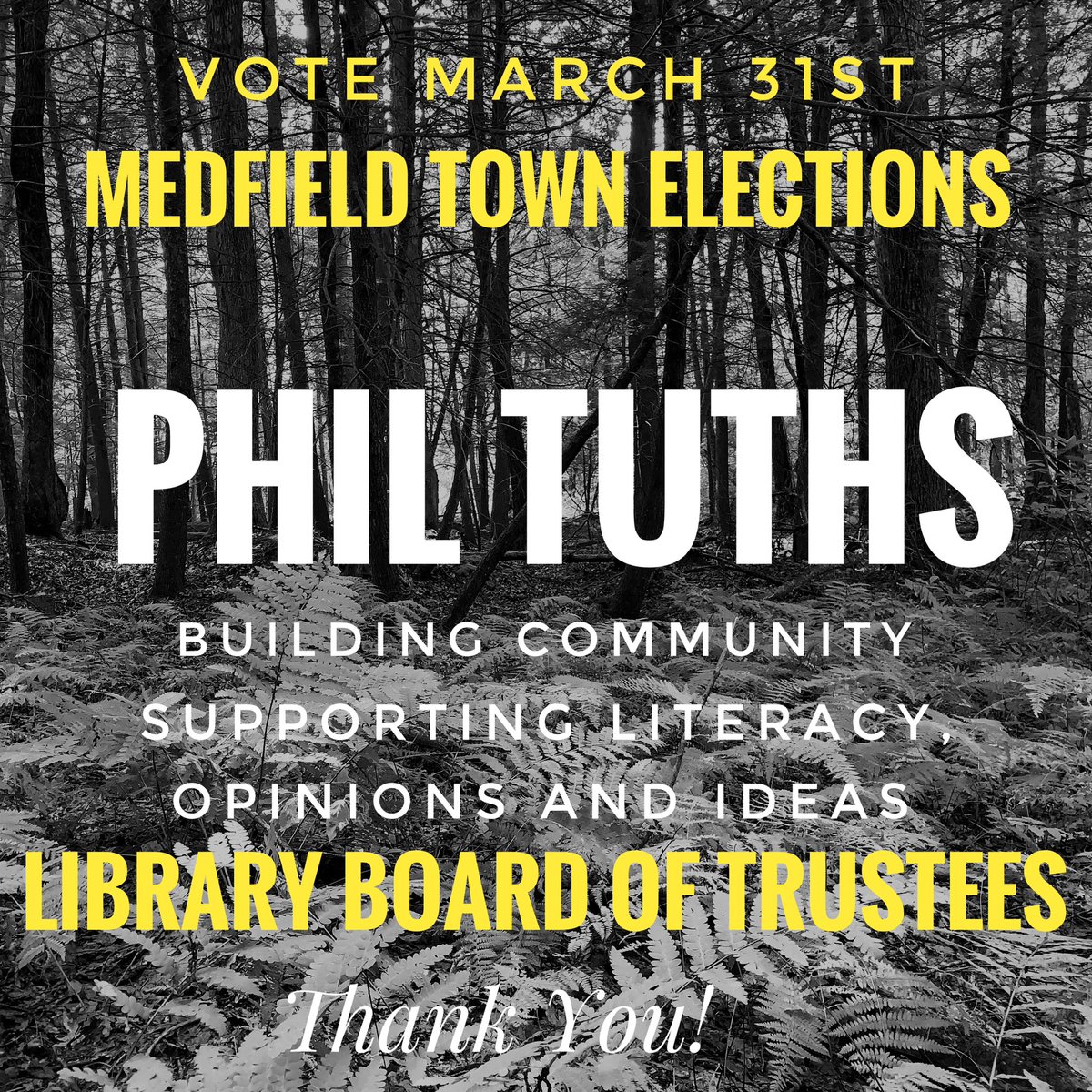 I am running for re-election to the Medfield Library Board of Trustees. The Library is a community hub and a safe space for all.
Your vote for me will support open access to information, and the right to read without censorship.
If you are a Medfield MA resident, vote March 31st.