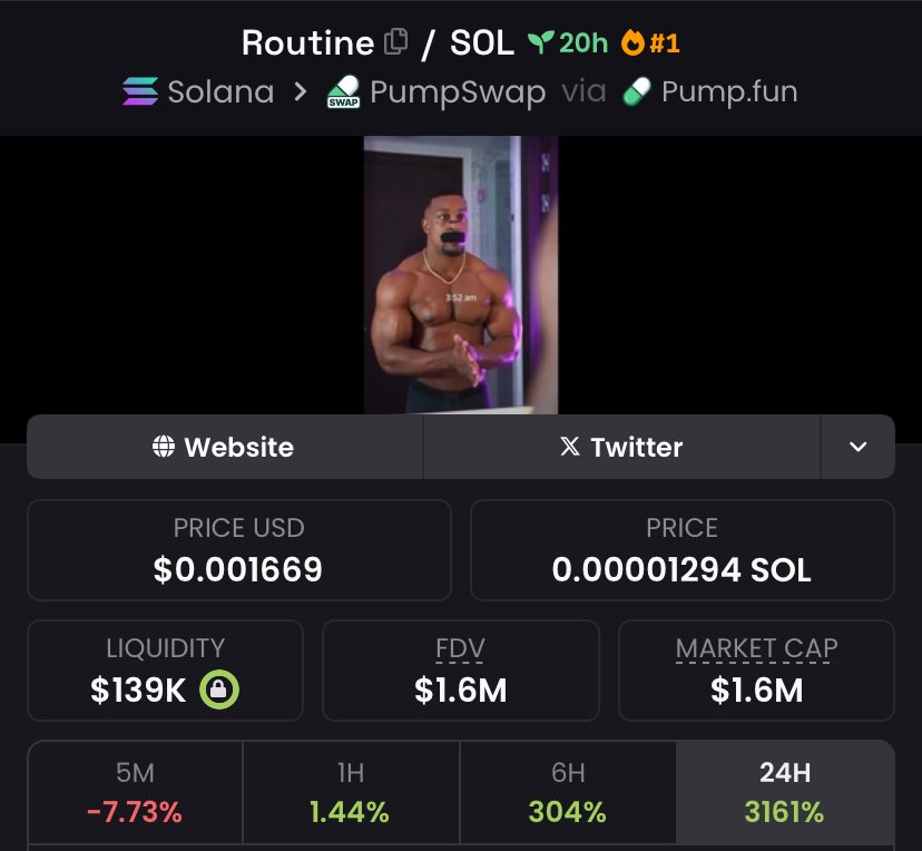 Hi

I saw it today $ROUTINE 

One of the first and powerful runners on the new pumpswap

I think it will go further.

34HDZNbUkTyTrgYKy2ox43yp2f8PJ5hoM7xsrfNApump