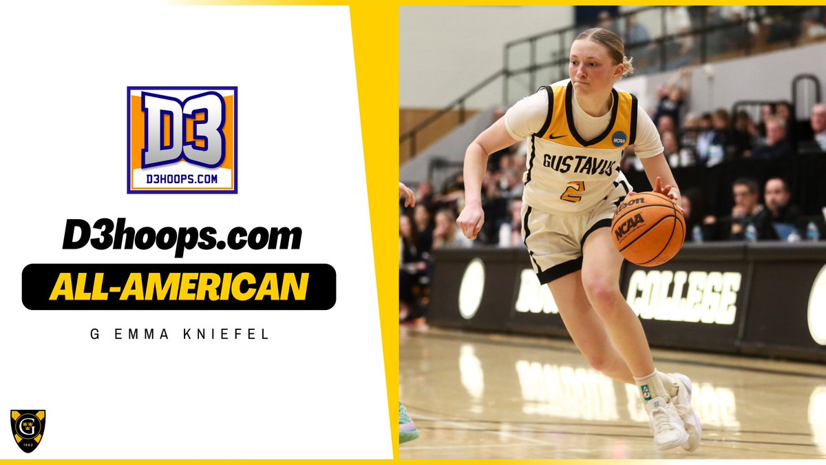 Gustavus Athletics (@gustieathletics) on Twitter photo ALL-AMERICAN EMMA! Congratulations to Emma Kniefel, who became the third All-American in <a href="/gustiewbb/">Gustavus Women's Basketball</a> program history! Kniefel was named to the <a href="/d3hoops/">D3hoops/Patrick Coleman</a> Fourth Team, and is the first Gustie to receive the honor since 2007.
Release: gogusties.com/news/2025/3/22…
#GoGusties | #d3hoops ALL-AMERICAN EMMA! Congratulations to Emma Kniefel, who became the third All-American in <a href="/gustiewbb/">Gustavus Women's Basketball</a> program history! Kniefel was named to the <a href="/d3hoops/">D3hoops/Patrick Coleman</a> Fourth Team, and is the first Gustie to receive the honor since 2007.
Release: gogusties.com/news/2025/3/22…
#GoGusties | #d3hoops
