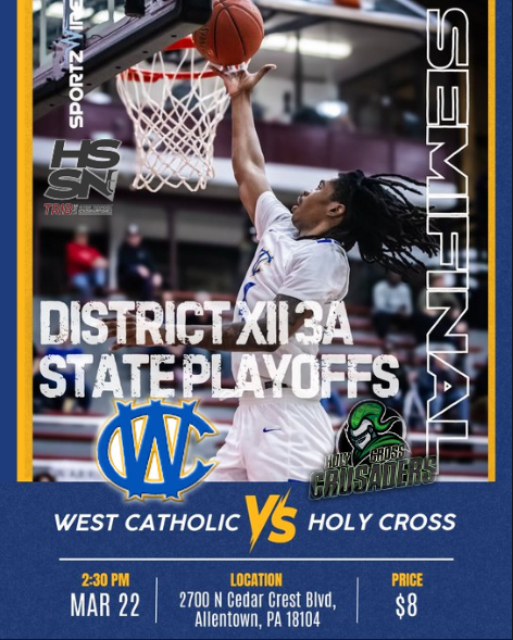 TribLive_HSSN (@trib_live) on Twitter photo State Semi Final
Holy Cross vs West Catholic
Saturday22 ๐| 2:30p.
๐บ bit.ly/40VATD0
๐๏ธ Allentown PA
<a href="/BurrsBasketball/">West Catholic Prep Basketball</a> <a href="/WCPrep/">West Catholic Prep</a> <a href="/WCPrepFootball/">West Catholic</a> <a href="/jayvon_byrd13/">Jayvon Byrd</a> <a href="/CoachDrich215/">Coach Don Richardson</a> State Semi Final
Holy Cross vs West Catholic
Saturday22 ๐| 2:30p.
๐บ bit.ly/40VATD0
๐๏ธ Allentown PA
<a href="/BurrsBasketball/">West Catholic Prep Basketball</a> <a href="/WCPrep/">West Catholic Prep</a> <a href="/WCPrepFootball/">West Catholic</a> <a href="/jayvon_byrd13/">Jayvon Byrd</a> <a href="/CoachDrich215/">Coach Don Richardson</a>