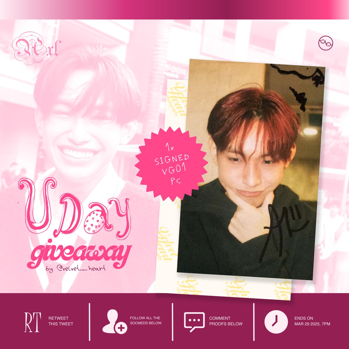 AXL VDAY GIVEAWAY 🌷⋆.ೃ࿔*:･
by <a href="/velvet__heart/">☆ ベルベットのハート🎂🌈✨</a> 

<a href="/axllukecab/">AJAA Axl</a> 
<a href="/dumplingsofc/">AJAA AXL OFFICIAL</a> 

- ph only 
- 1 winner of 1x signed VG01 pc
- rt this tweet
- follow all the socmeds below this tweet
- comment proofs
- ends on march 29, 7PM

<a href="/haniesofc/">HANIES OFC</a> #AJAA 
#VelvetHeart #VelvetGift #VDayGiveaway