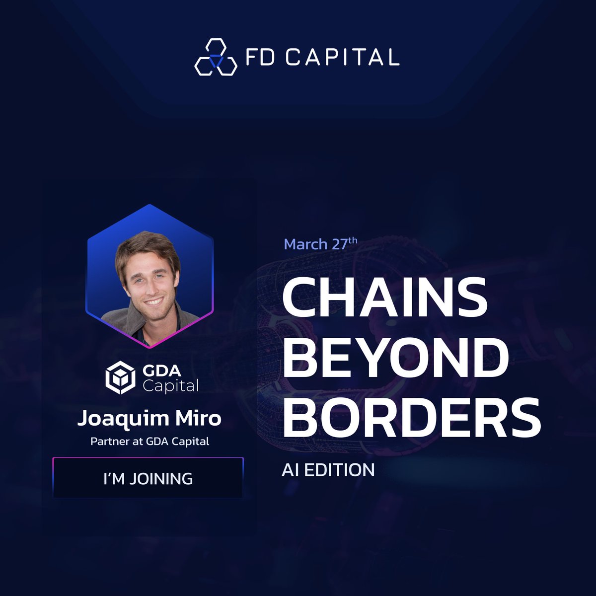 FD CAPITAL (@fdcapital_io) on Twitter photo πIntroducing @jmiro1, Partner at <a href="/gda_capital/">GDA Capital</a>!
As a Partner at Global Digital Assets, Joaquim plays a crucial role in bridging the gap between innovative blockchain projects and strategic investment.
π Global Digital Assets specializes in fundraising, advisory, and capital πIntroducing @jmiro1, Partner at <a href="/gda_capital/">GDA Capital</a>!
As a Partner at Global Digital Assets, Joaquim plays a crucial role in bridging the gap between innovative blockchain projects and strategic investment.
π Global Digital Assets specializes in fundraising, advisory, and capital