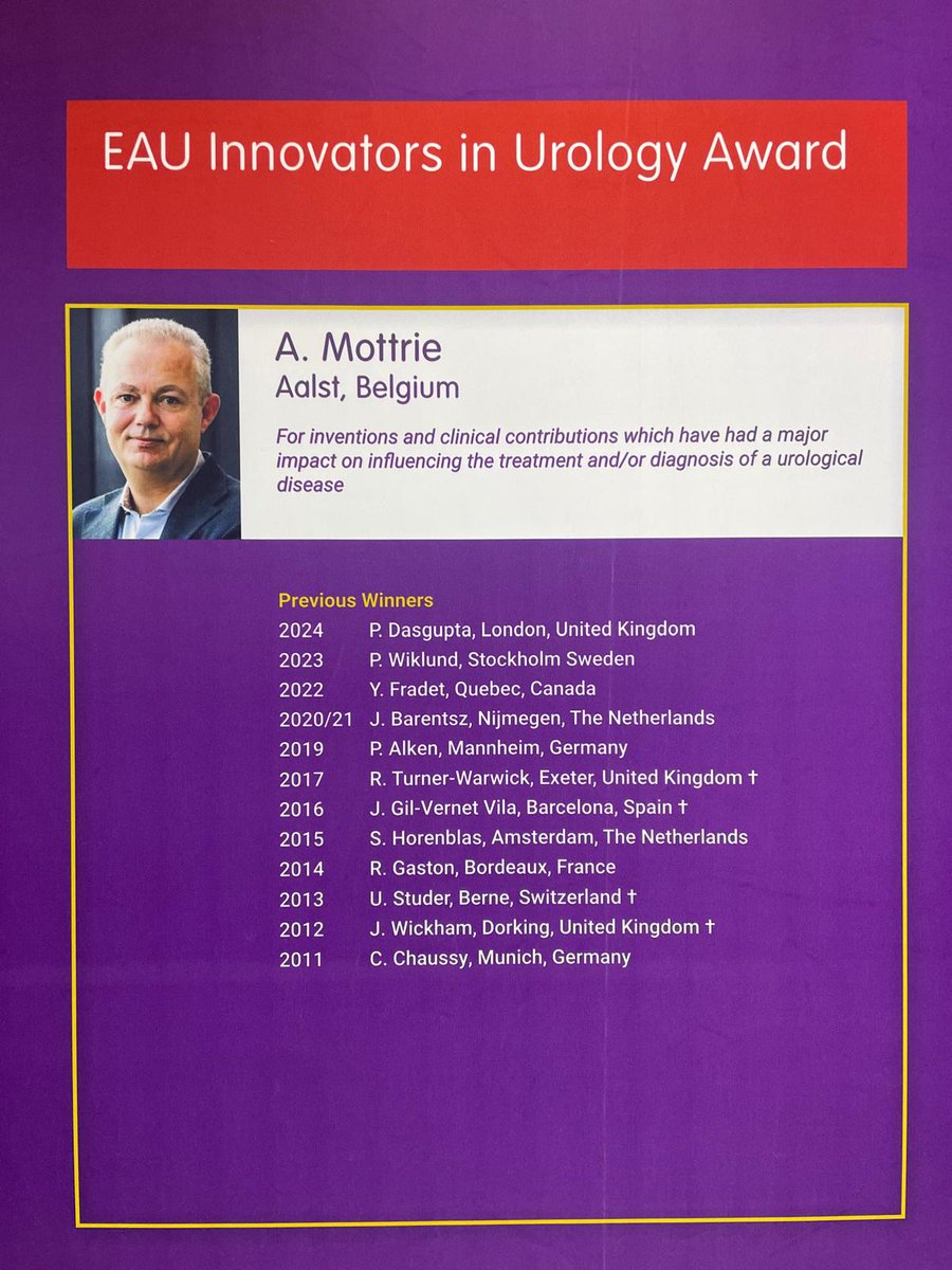 Orsi Academy (@orsiacademy) on Twitter photo Our CEO Prof. Dr. <a href="/alexmottrie/">Alex Mottrie</a> receives the EAU Innovators in Urology Award! 🚀🏆
This award is a recognition for his clinical contributions which have had a major impact on influencing the treatment and/or diagnosis of a urological disease.
🎉Congratulations!
#EAU25 <a href="/Uroweb/">European Association of Urology (EAU)</a> Our CEO Prof. Dr. <a href="/alexmottrie/">Alex Mottrie</a> receives the EAU Innovators in Urology Award! 🚀🏆
This award is a recognition for his clinical contributions which have had a major impact on influencing the treatment and/or diagnosis of a urological disease.
🎉Congratulations!
#EAU25 <a href="/Uroweb/">European Association of Urology (EAU)</a>