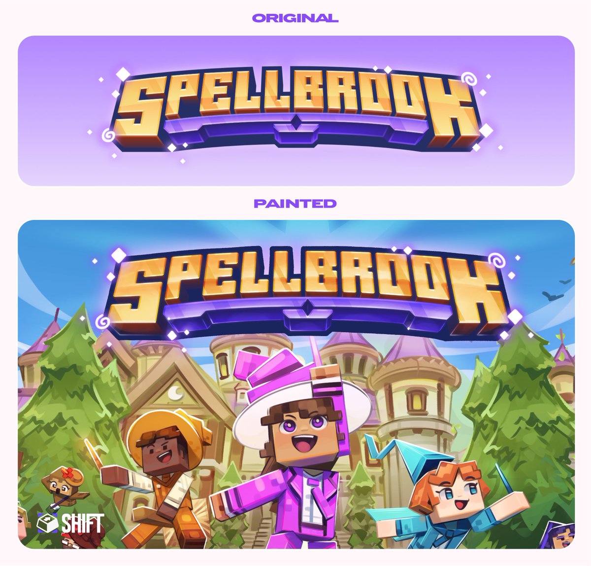 When we rebranded <a href="/spellbrooksmp/">Spellbrook✨</a> with <a href="/madetoShift/">Shift Creative</a>, I felt like there was an extra touch we could add. I wanted to reflect the friendliness of <a href="/LuckyToffee5/">Jolt ✨ COMMS OPEN</a>'s style!

First we designed the logo in vector, then I digitally repainted the logo by hand to give it a human touch!