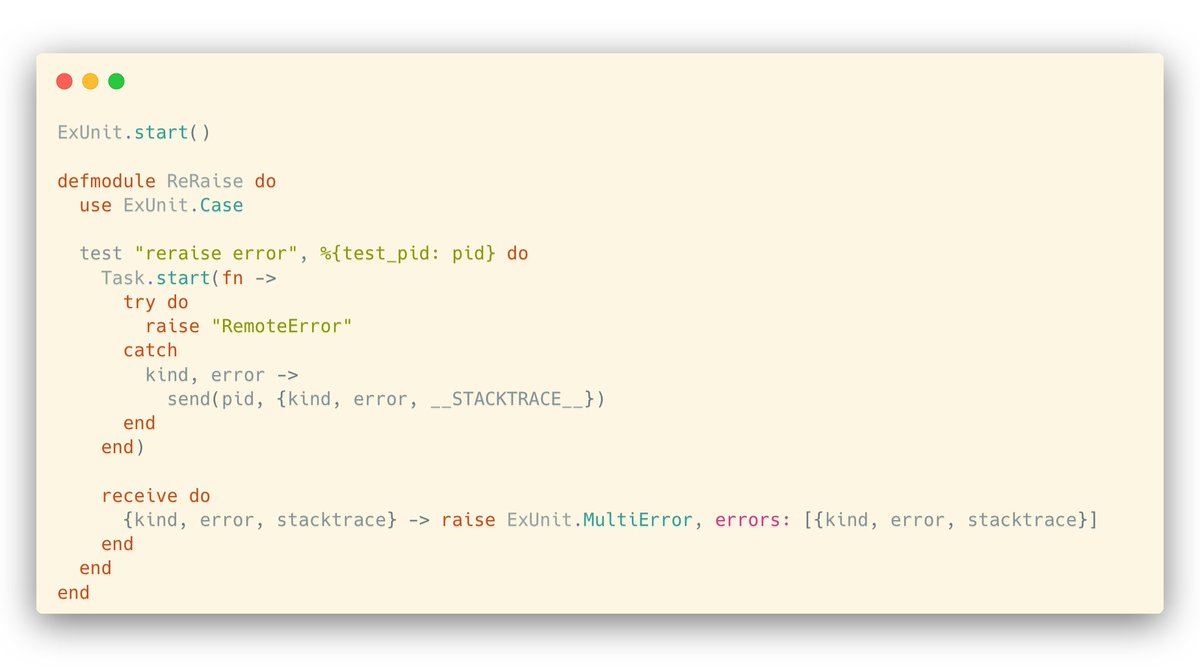 distantprovince's tweet image. Ever found yourself inside an ExUnit test with a caught error on your hands wondering how to fail with this exact error and stacktrace? Well, it's a little too late, but I'm not here to judge, I'm here to show you how