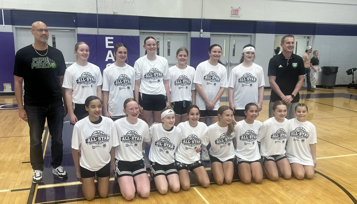 DaveFelici_'s tweet image. The 6th grade Girls game was Tuesday. The White beat the Blue team 44-31 White team led by MVP Hadley Mathies (Kearney Dream) with 9pts and 11 reb. & Skylar Schmitz (Central Force) 8pts. Blue team led by MVP Jordan Werner (OSA)The winner of the 3pt shoot out Stella Boudreau (OSA)