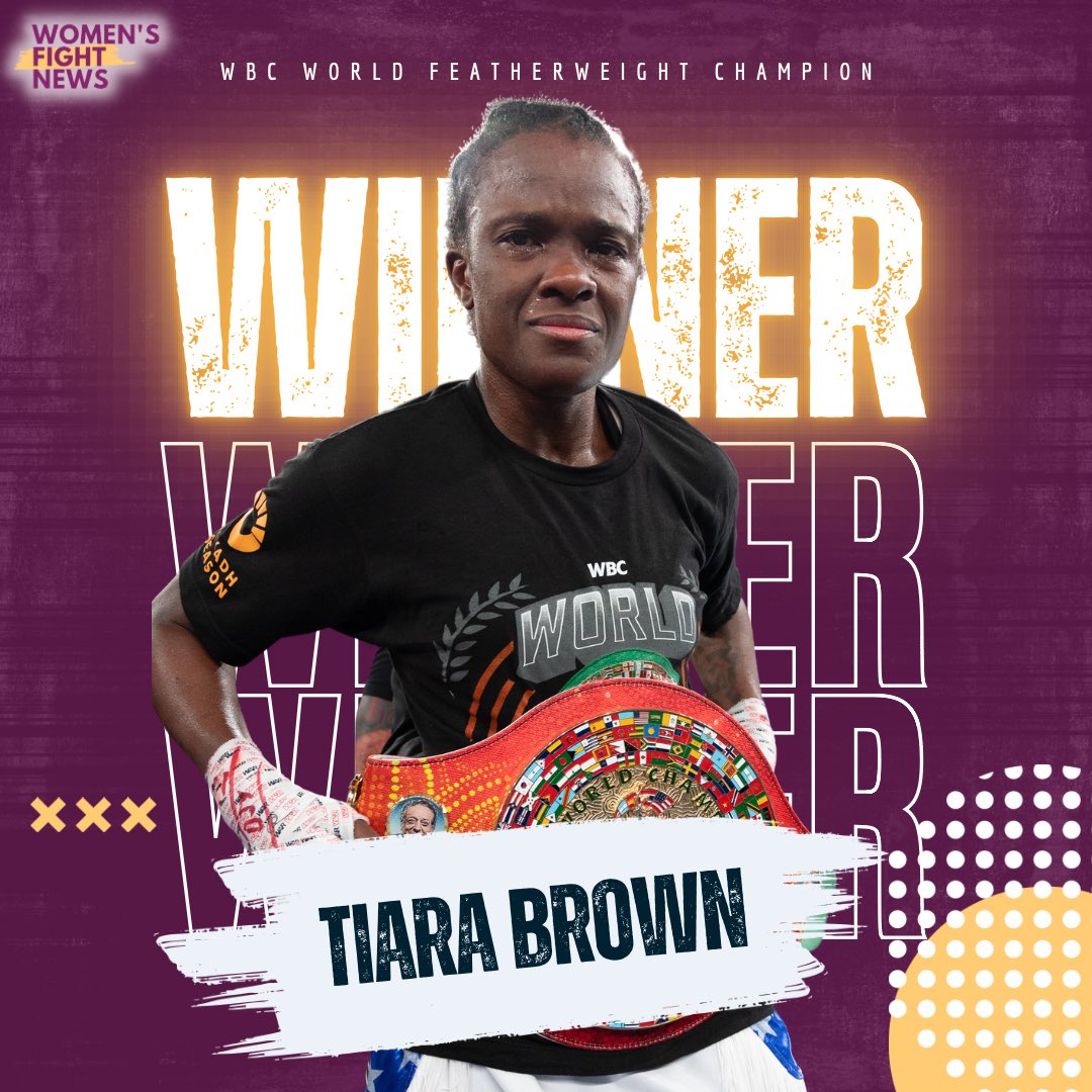 Women’s Fight News (@womensfightnew1) on Twitter photo Congratulations <a href="/tiarabrownbox/">Tiara Brown</a> 🇺🇸 on winning the WBC World Featherweight Title, against defending champion, Skye Nicolson 🇦🇺 by SD, 96-94, 97-93 (Brown) & 94-96 (Nicolson) today in Sydney, Australia 👊
📸 <a href="/MatchroomBoxing/">Matchroom Boxing</a>
#boxing #nicolsonbrown #tiarabrown Congratulations <a href="/tiarabrownbox/">Tiara Brown</a> 🇺🇸 on winning the WBC World Featherweight Title, against defending champion, Skye Nicolson 🇦🇺 by SD, 96-94, 97-93 (Brown) & 94-96 (Nicolson) today in Sydney, Australia 👊
📸 <a href="/MatchroomBoxing/">Matchroom Boxing</a>
#boxing #nicolsonbrown #tiarabrown