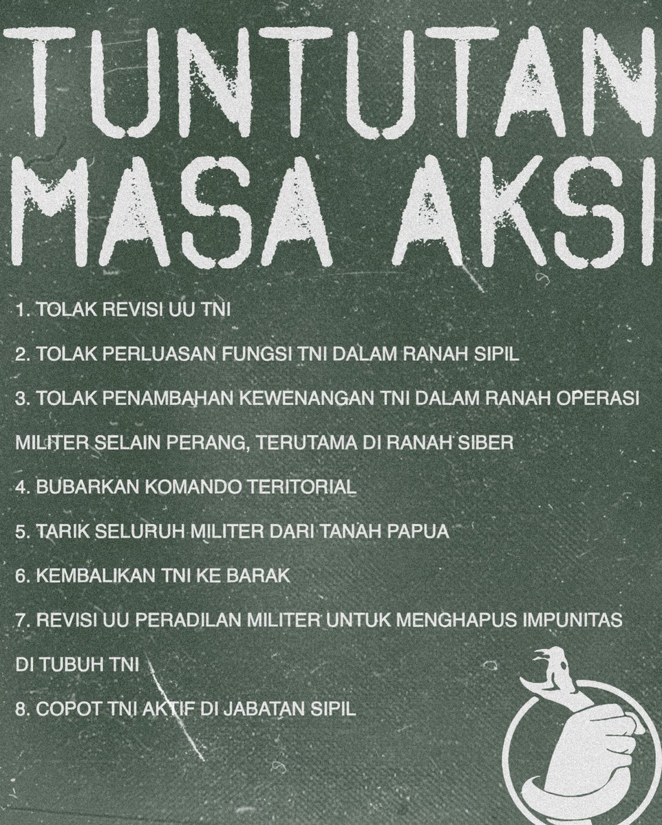 Yang di surabaya gaskan hari senin 🔥🔥🔥

#TolakRUUTNI 
#TolakRevisiUUTNI 
#TolakDwifungsiABRI