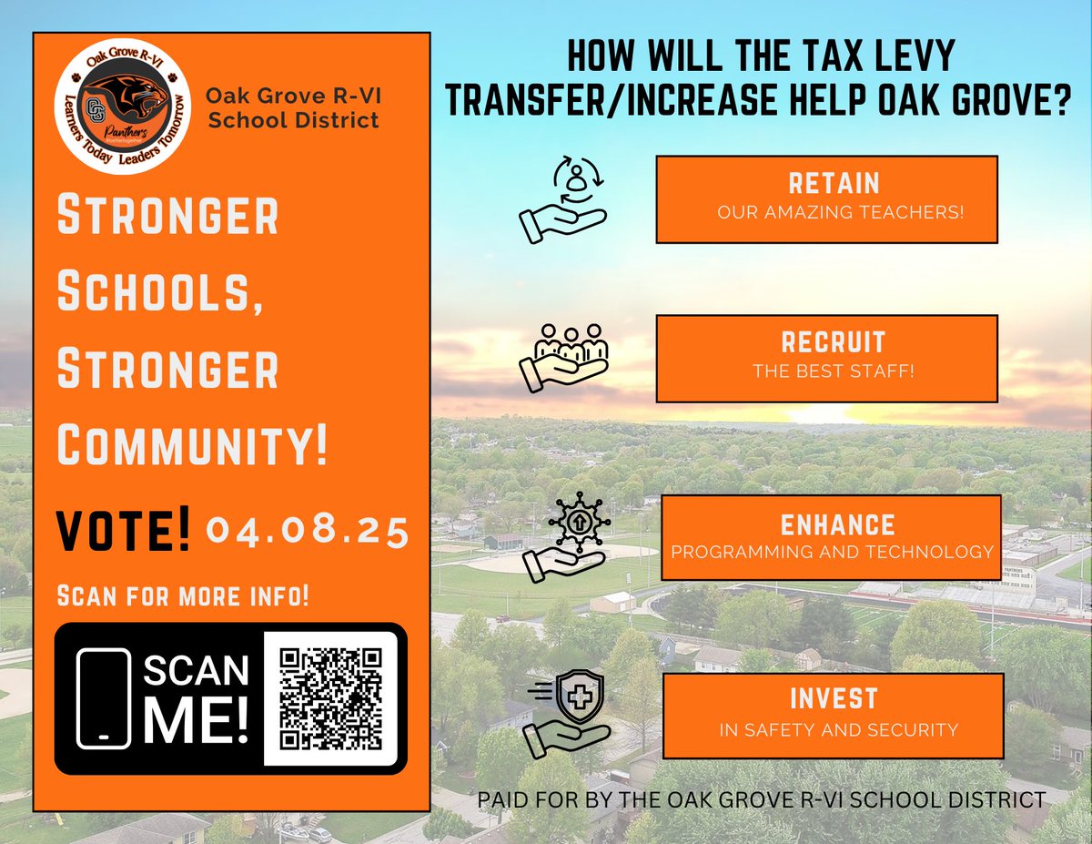 OGR6 COMMUNITY NIGHT: “ANY WAY YOU SLICE IT, WE LOVE OUR SCHOOLS!” 🍕🏫🧡

📅 Date: March 25, 2025
📍 Location: Oak Grove Middle School (Commons)
⏰ Time: 6:00 PM - 7:30 PM

🔗 facebook.com/share/18QDiHuR…