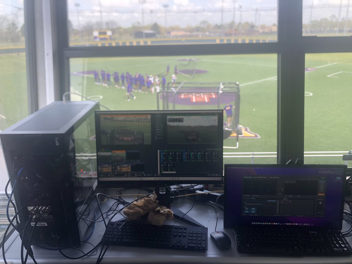 Production team getting ready for game 2 of the series vs Southern Univ.  at The Tank #PVAMU
