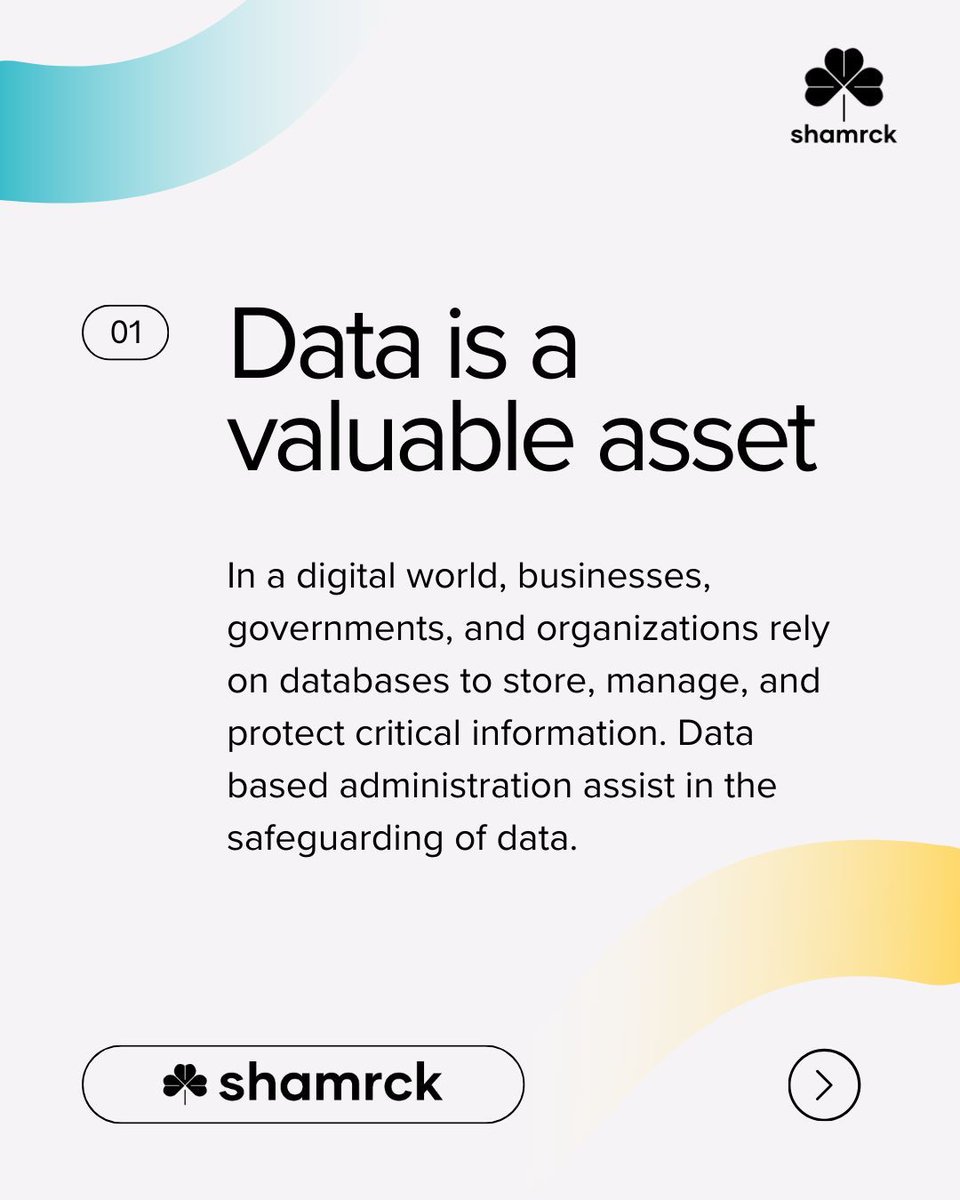 ShamrckAI's tweet image. Interested in tech and precision? A career as a Database Administrator might be for you! Manage, secure, and optimize databases while enjoying job security and growth. Boost your skills with SQL, DBMS, and cloud computing. #DatabaseAdmin #TechCareers