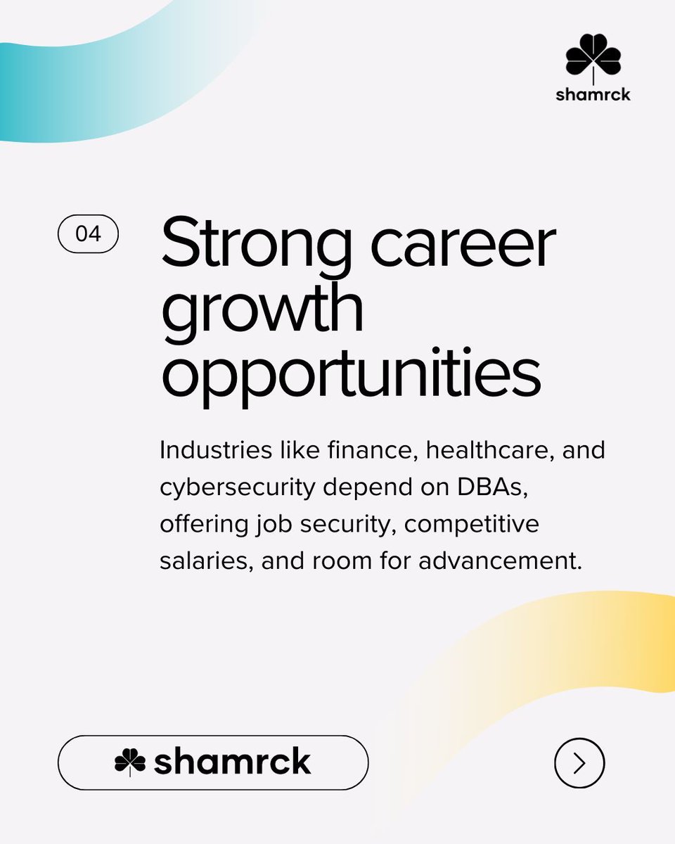 ShamrckAI's tweet image. Interested in tech and precision? A career as a Database Administrator might be for you! Manage, secure, and optimize databases while enjoying job security and growth. Boost your skills with SQL, DBMS, and cloud computing. #DatabaseAdmin #TechCareers