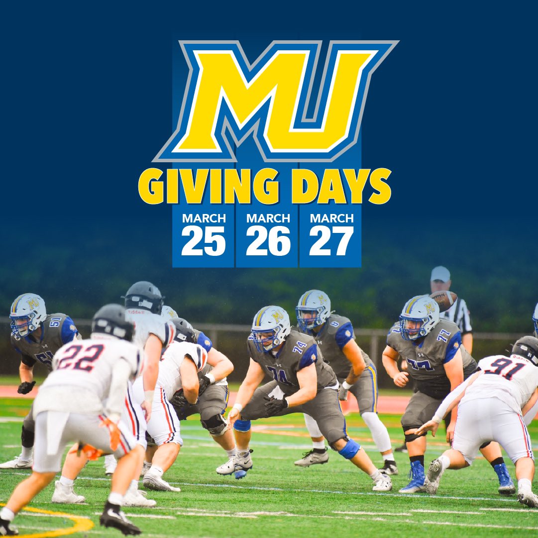 Giving Days are ‼️3️⃣‼️ days away! Make sure to get in the game and support your MU Cougars!!! 🔵🟡 Make your pre-game gift online today at misericordia.edu/CougarsGive #RollCougs #GivingDays #Misericordia100