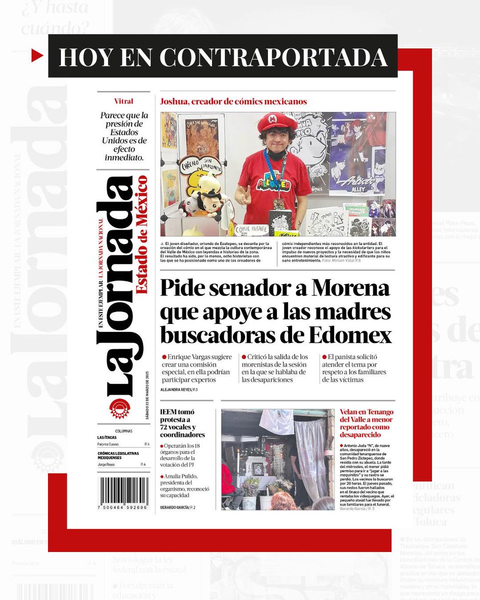JoshuaHdz_comic's tweet photo. Bandita :D me hicieron una entrevista y fue publicada en #LaJornada del #EstadodeMéxico, aparezco incluso en la contraportada del diario. ¡¡Qué emoción!!
https://t.co/QD9vsJbtFl

#vivirhaciendocomics #comicmexicano #comicecatepec https://t.co/A6DPHL79It