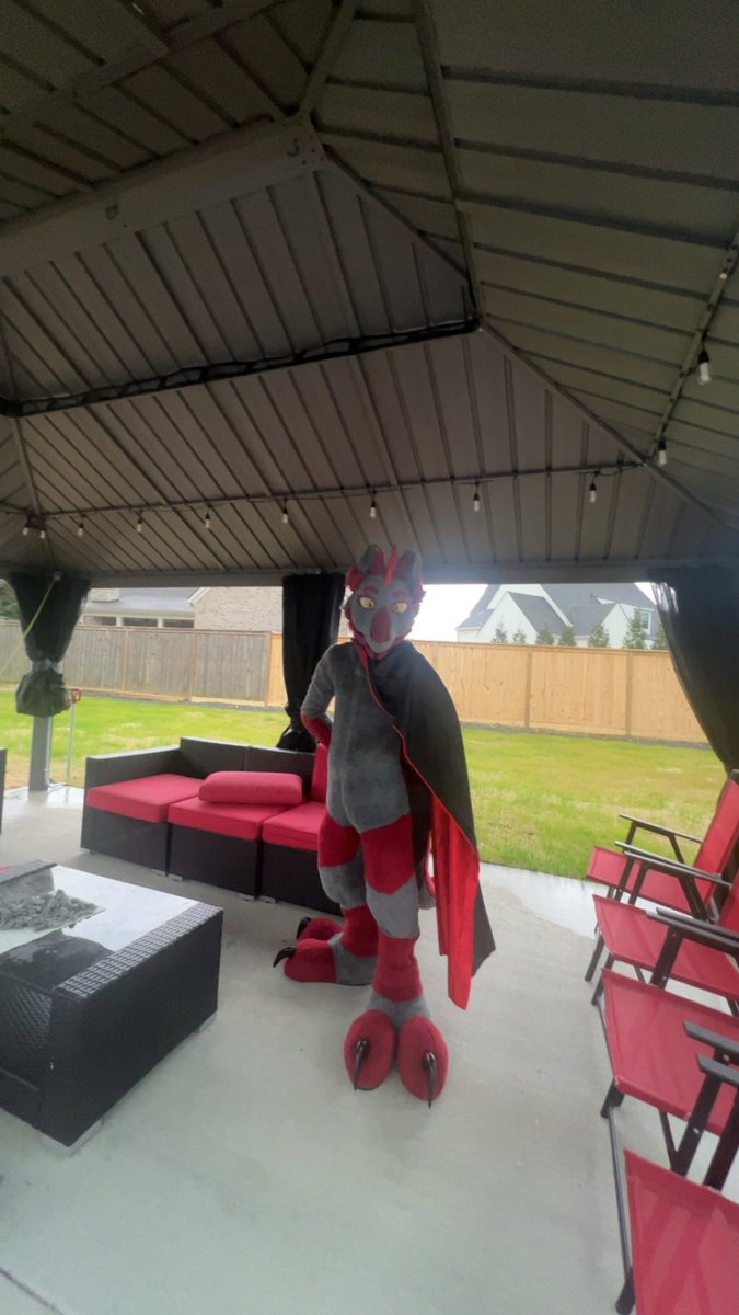 Happy #FursuitFriday! I went to visit my brother and step mother last week! Got this picture taken thanks to my brother. #furry #fursuit #cape 
Fursuit made by <a href="/ThePyrateCove/">The Pyrate Cove 💫🏴‍☠️🌈</a> 
Picture taken by my brother!