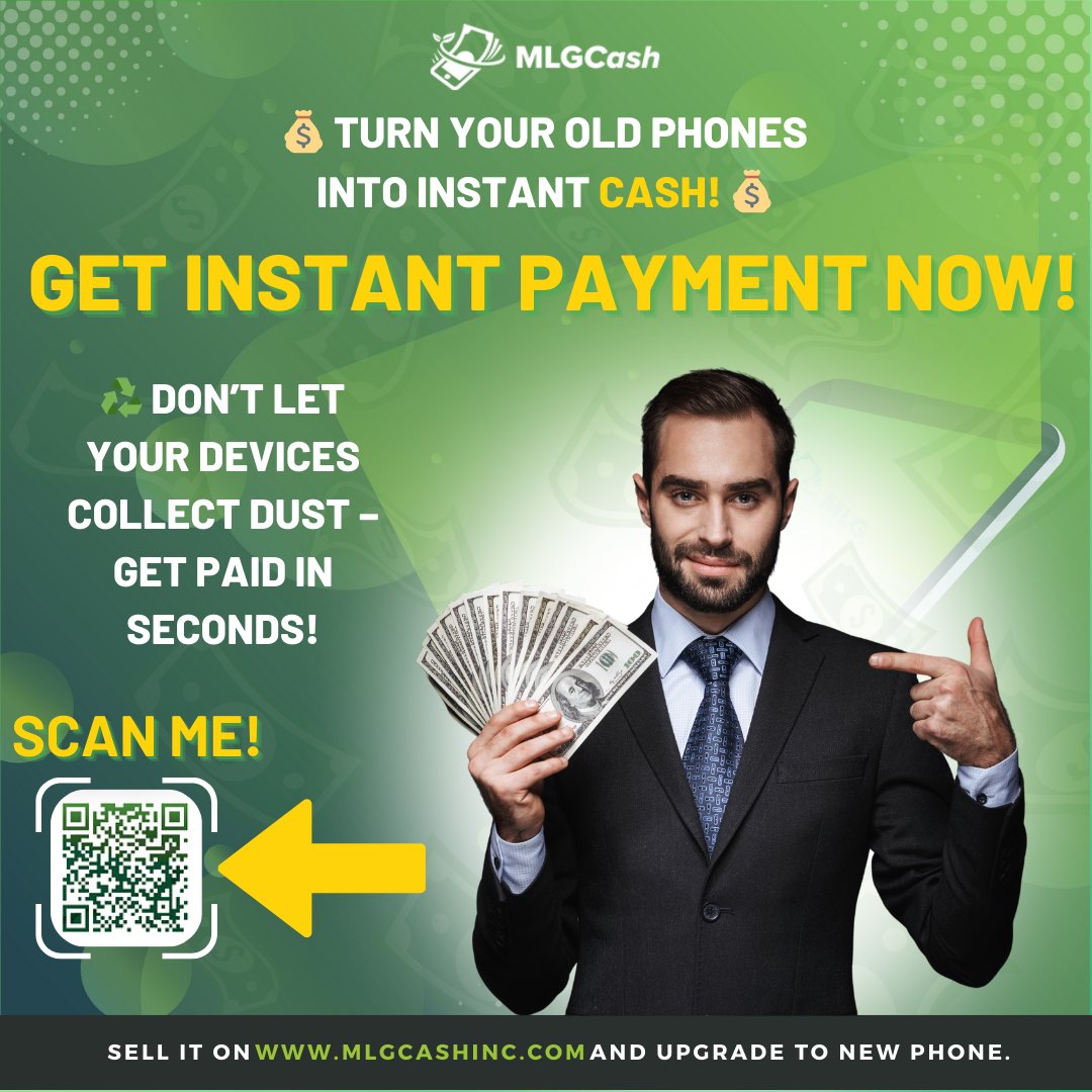 MLGCashOfficial's tweet photo. 📱💵 Trade your old phone for instant cash! 

At MLG Cash, we offer fast payouts, top market prices &amp; a hassle-free process! ♻️💸 

🔗 Sell now: https://t.co/NpgD5cbxvN 

#InstantCash #SellYourPhone #MLGCash #TechTrade https://t.co/Co3dopzl1C