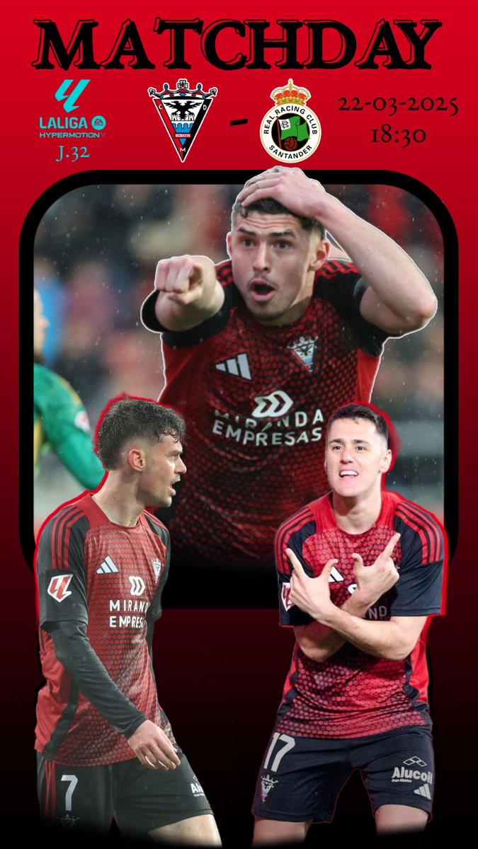 TBGraphics12's tweet image. Matchday
CD Mirandés - Racing de Santander

@Mirandes 
#MatchDay