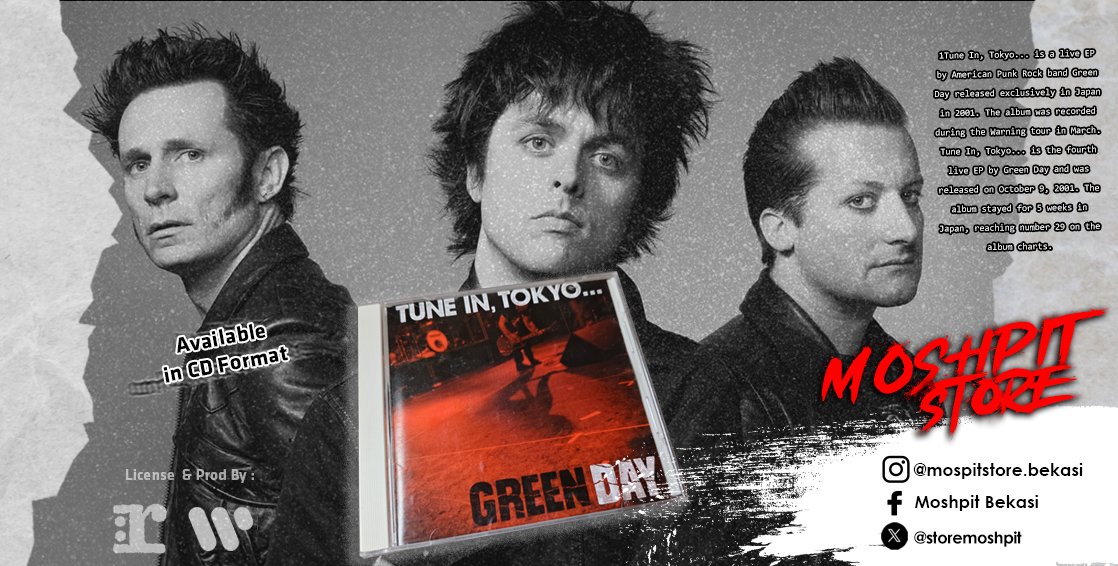 Import CD
Band : Green Day
EP : Tune in Tokyo
P+C : 2001 Reprise Records / Warner Music
Made in Japan
Condition : used 
For order please WhatsApp or visit our store.