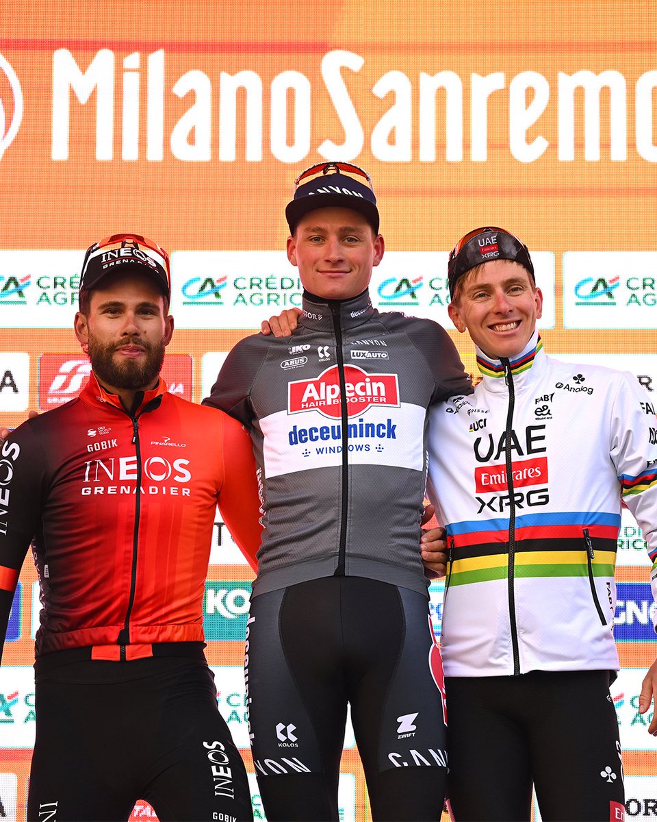 cyclingontnt's tweet image. Three warriors of Sanremo ⚔️