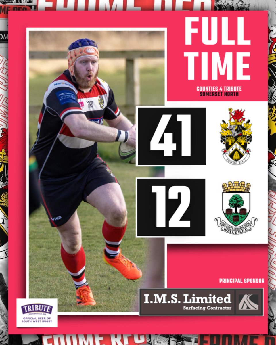 Todays Senior Results |

Counties 1 Tribute Southern South
Frome RFC 30 - 29 Walcot RFC

Counties 2 Tribute D&amp;W Central
Westbury RFC 31 - 18 Frome RFC II

Counties 4 Tribute Southern South
Frome RFC III 41 - 12 Wells RFC II

🔴⚪️⚫️ | #FromeRFC | #Frome