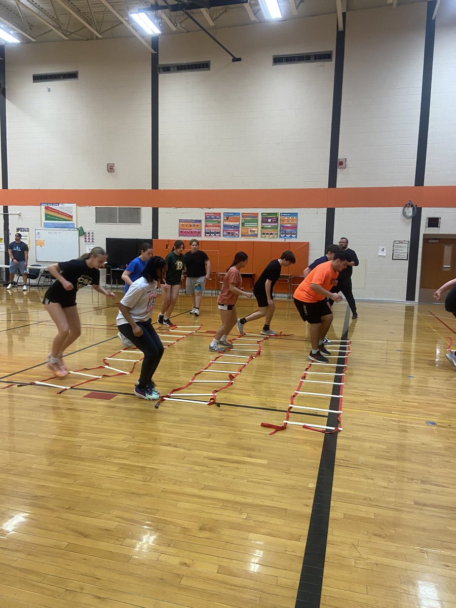 Our 2nd Annual All Football Program practice! Girls Flag and Boys Tackle come together every spring to work on speed, agility, strength, and friendly competition and camaraderie! Love to see each group pushing each other to be better! Go Saints! 🖤🏈🧡