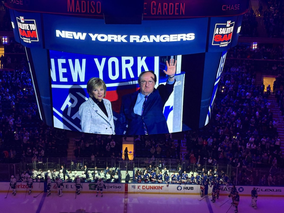 Sam Rosen and his wife Jill being honored here at MSG.
