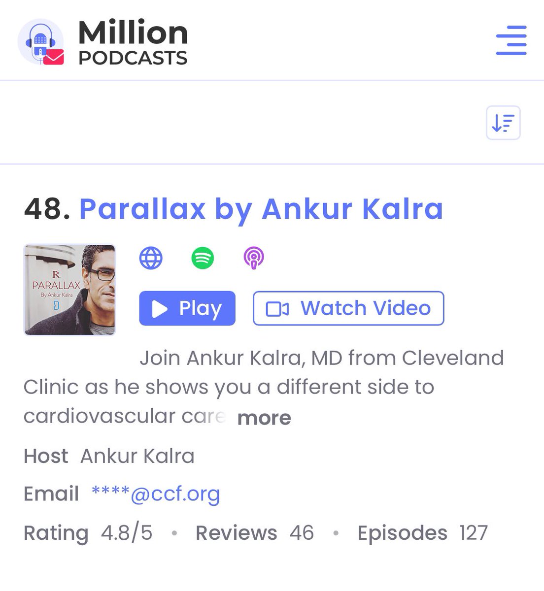 Ankur Kalra (@ankurkalramd) on Twitter photo Wow! <a href="/radcliffeCARDIO/">Radcliffe Cardiology</a> <a href="/makeadentorg/">makeadent.org</a> Parallax, made it to the list of <a href="/MillionPodcasts/">Million Podcasts</a> Best 100 Health Science Podcasts, ranked at #48! Thank you everyone for tuning in, every other Monday! We’re 7 years young, and still running. Check this out! millionpodcasts.com/health-science… Wow! <a href="/radcliffeCARDIO/">Radcliffe Cardiology</a> <a href="/makeadentorg/">makeadent.org</a> Parallax, made it to the list of <a href="/MillionPodcasts/">Million Podcasts</a> Best 100 Health Science Podcasts, ranked at #48! Thank you everyone for tuning in, every other Monday! We’re 7 years young, and still running. Check this out! millionpodcasts.com/health-science…