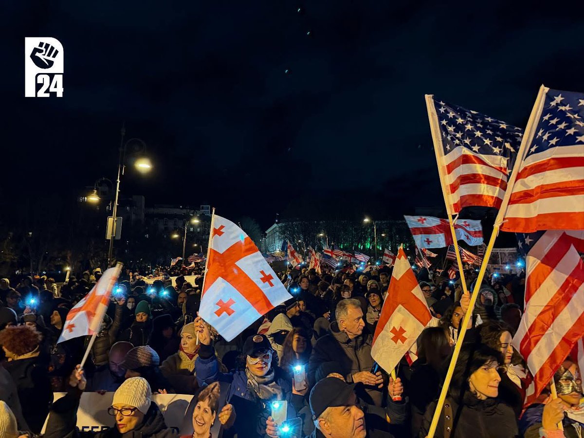 protest_24's tweet photo. For 115 consecutive days, Georgians have stood strong in their fight for freedom. Today, we march in support of the #MegobariAct , standing together against oppression. Our voices are loud, our resolve unshaken. The world must hear us! 
#GeorgiaProtests @SenatorRisch @RepJoeWilson @SenatorShaheen