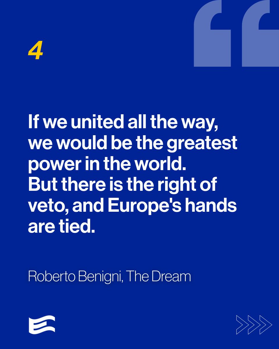 We would like to re-launch here quotes from the Oscar winning Roberto #Benigni's memorable ‘Dream’.

Thank you Roberto and Michele Ballerin, member of the @movimentofederalistaeuropeo who provided the material thanks to his book ‘Gli Stati Uniti d’Europa spiegati a tutti."