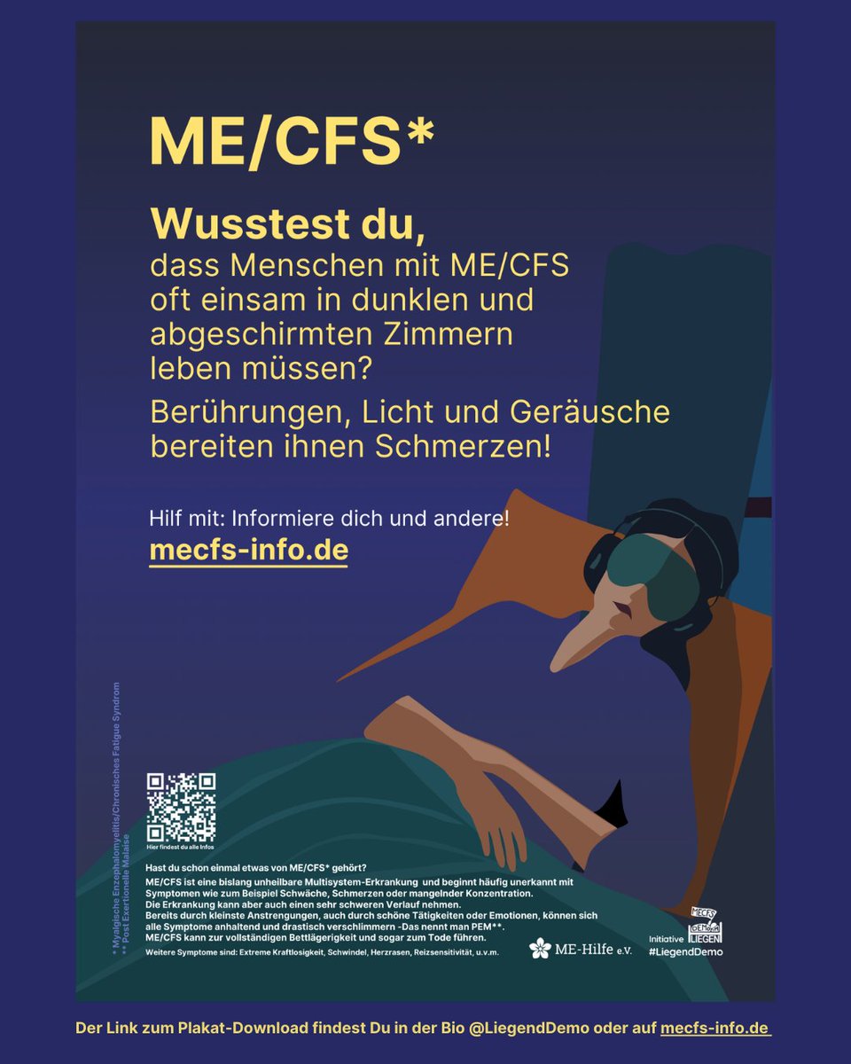 🔹 Mehr Forschung bedeutet bessere Behandlungsmöglichkeiten – für jetzige und zukünftige Betroffene.

Wir möchten das ändern! Unsere Plakatkampagne macht ME/CFS sichtbar. Du kannst helfen: