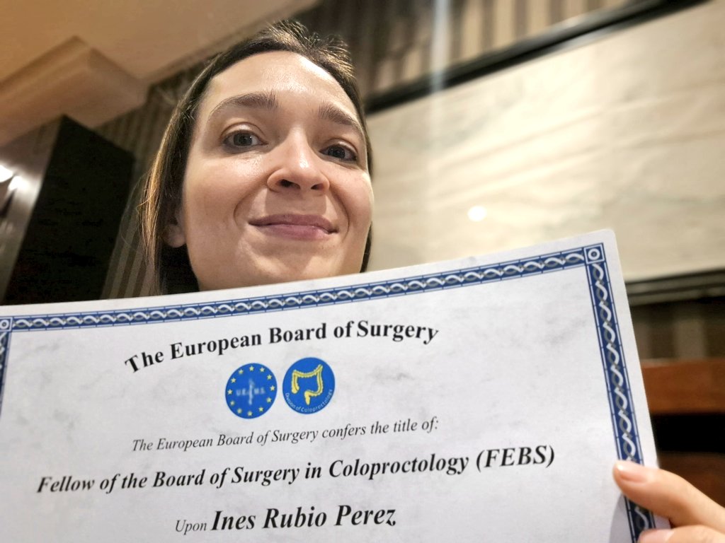 Ines Rubio-Perez, PhD (@inesrpsurg) on Twitter photo 📢And it's official!! I'm a Fellow of the Board of Surgery ESBQ #Coloproctology <a href="/UEMSEurope/">UEMS Europe</a> <a href="/escp_tweets/">European Society of Coloproctology</a>
Thanks so much to all my mentors, colleagues & friends for your support. I'm really proud of this achievement and honoured to be recognised as specialist internationally🤩💪 📢And it's official!! I'm a Fellow of the Board of Surgery ESBQ #Coloproctology <a href="/UEMSEurope/">UEMS Europe</a> <a href="/escp_tweets/">European Society of Coloproctology</a>
Thanks so much to all my mentors, colleagues & friends for your support. I'm really proud of this achievement and honoured to be recognised as specialist internationally🤩💪