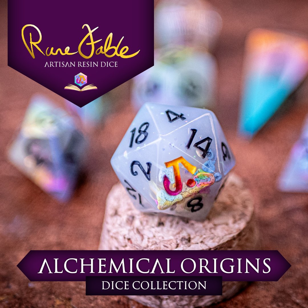 Alchemical Origins is brewing - my first solo Kickstarter featuring six completely unique handcrafted dice sets! Each backer gets a one-of-a-kind set that will never be replicated. Follow now for updates and be ready when we launch this summer: kickstarter.com/projects/runef…