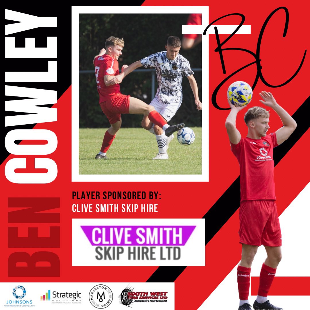 SturNewUtdFC's tweet photo. - MAN OF THE MATCH - 

Todays Man of the Match &amp; winning goal scorer @BenCowleyX 🍒🍒

Player sponsored by Clive Smith Skip Hire 

#UpTheCherries #JWL #JewsonWesternLeague #SNUFC #WesternOne #WesternLeague #DorsetFootball https://t.co/NZxMDgyjYJ