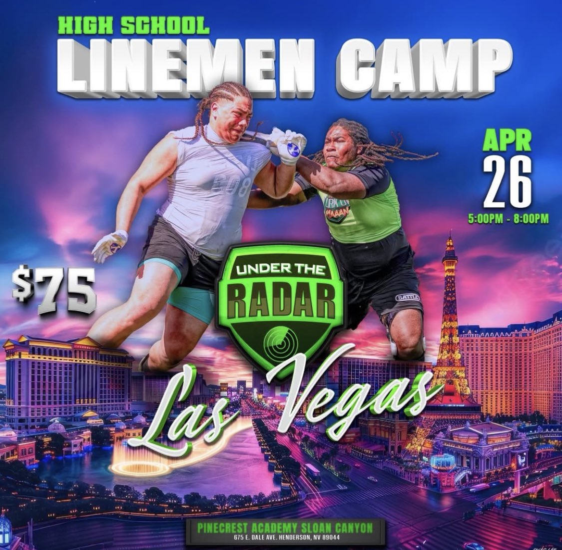 ‼️<a href="/_UnderTheRadar_/">UnderTheRadar</a> is coming to Vegas‼️ Big Opportunity for our linemen to represent the talent in Vegas! <a href="/HSFBamerica/">High School Football America</a> <a href="/702HSFB/">702 HSFB</a> <a href="/TheFranchiseLV/">FranchiseSportsMedia</a> <a href="/AlexWright1028/">Alex Wright</a> <a href="/PrepRedzoneNV/">Prep Redzone Nevada</a> <a href="/nevadapreps/">Nevada Preps</a> <a href="/raybrewer21/">Raymond Brewer</a> @JoeArrigo_HSG <a href="/HaskellGarrett/">Haskell Garrett</a> <a href="/BlairAngulo/">Blair Angulo</a> <a href="/BrandonHuffman/">Brandon Huffman</a> <a href="/GregBiggins/">Greg Biggins</a>