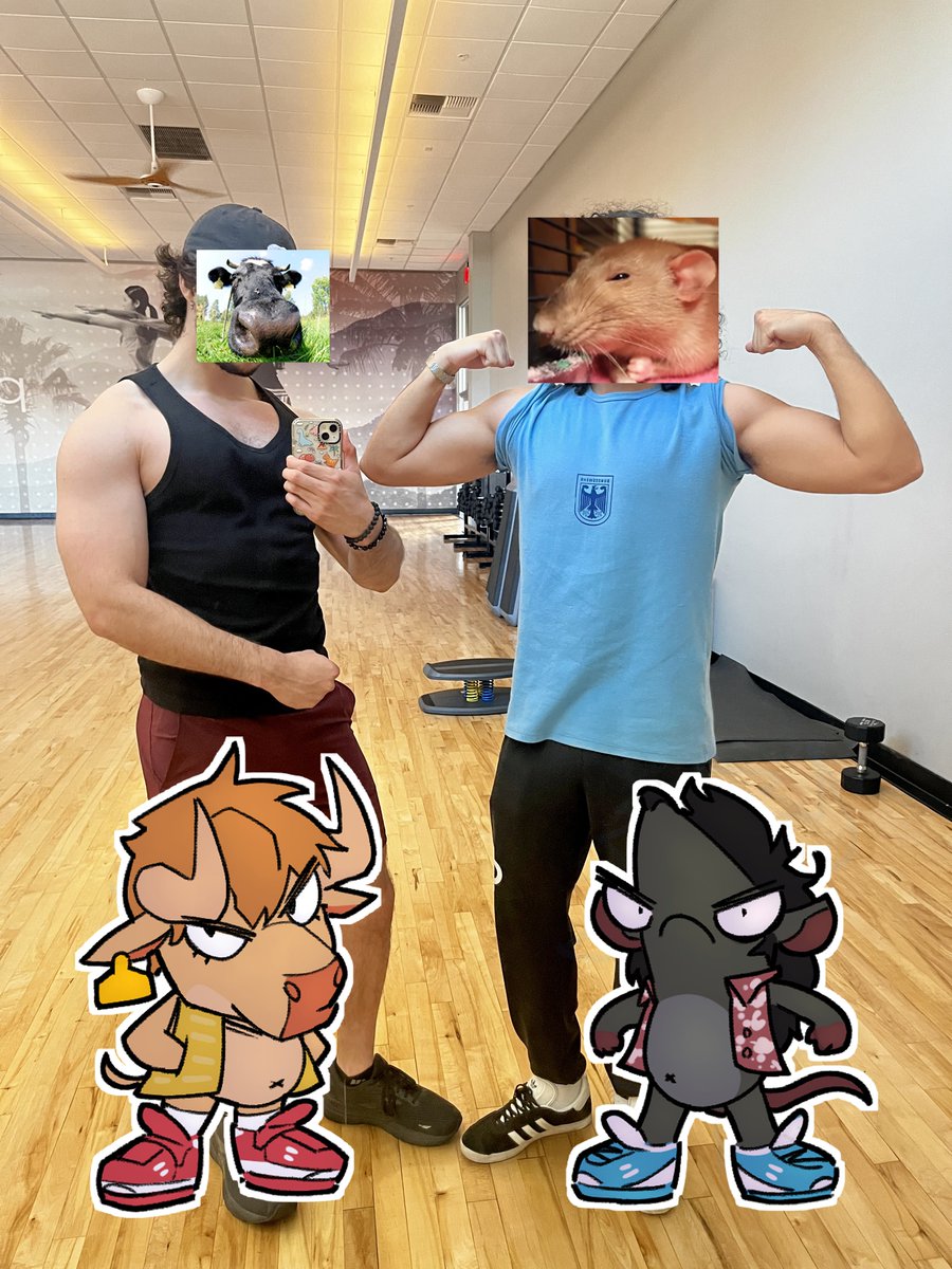 swoleysabull's tweet image. worked out with a stinky rat @BadgeRatt 🍤