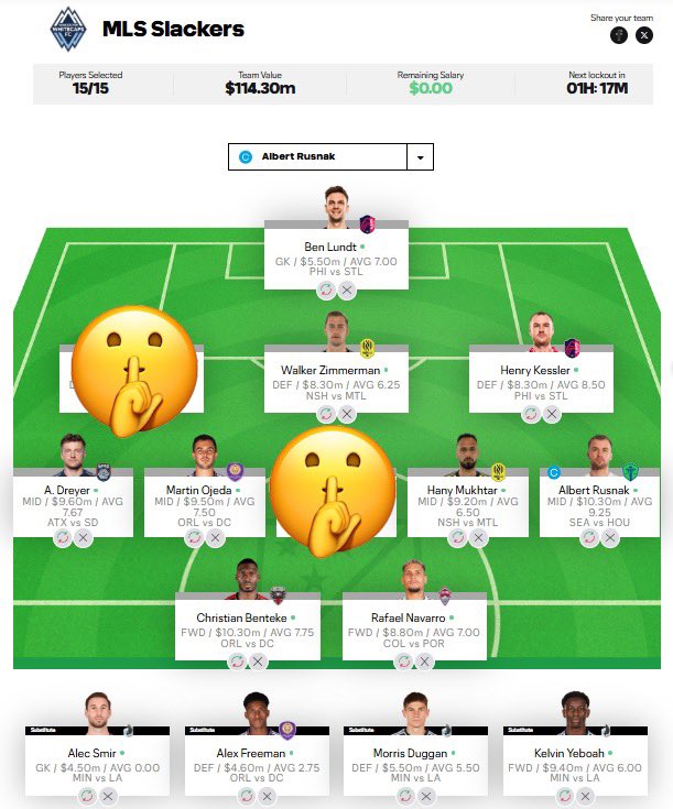 MLSSlackers's tweet image. Stuck between these two selections for @MLSFantasy RD5

Prefer the explosiveness of Dryer to Evander this season — but Zaha at home is tempting — either way the bench defenders are likely fodder unless they hit big

What are your thoughts?

#MLS #MLSSlackers #fantasyfootball