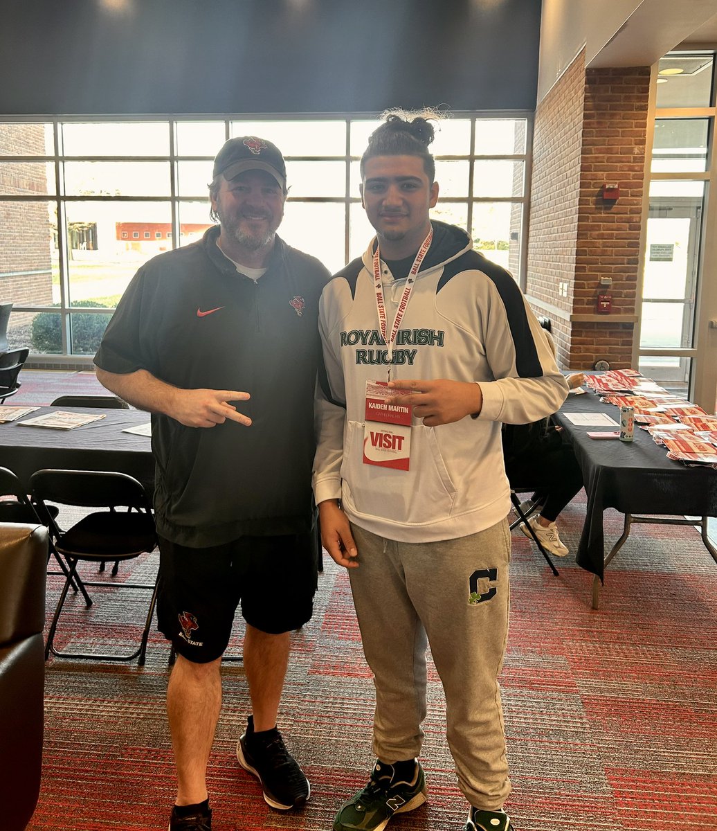 Kaiden Martin (@kaidenmartin26) on Twitter photo Great spring visit at <a href="/BallStateFB/">Ball State Football</a> Really enjoyed the environment.
I want to thank <a href="/CoachU_BSU/">Mike Uremovich 🇺🇸</a> <a href="/Coach_ABarr/">Alex Barr</a> <a href="/Coach_MJBunch/">Madison Bunch</a> <a href="/Coach_JKnowles/">CoachKnowles</a> for the hospitality.
<a href="/CathedralFBall/">Cathedral Football</a> Great spring visit at <a href="/BallStateFB/">Ball State Football</a> Really enjoyed the environment.
I want to thank <a href="/CoachU_BSU/">Mike Uremovich 🇺🇸</a> <a href="/Coach_ABarr/">Alex Barr</a> <a href="/Coach_MJBunch/">Madison Bunch</a> <a href="/Coach_JKnowles/">CoachKnowles</a> for the hospitality.
<a href="/CathedralFBall/">Cathedral Football</a>