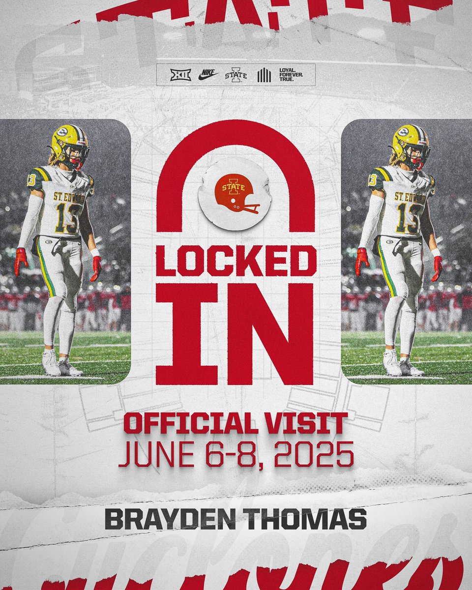 Official Visit Locked in <a href="/CycloneFB/">Iowa State Football</a>  
Can’t wait🌪️