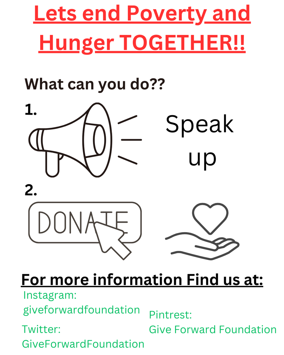 GiveFwdSupport's tweet photo. We can make a difference together! Use your voice and give what you can. Join us in the fight against poverty and hunger.

#CommunityAction #Helpothers #MakeADifference #SocialImpact #GiveForward https://t.co/SVLzseiVm8