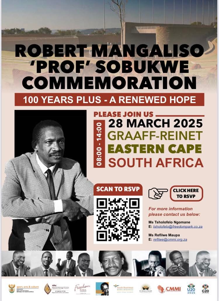 Odeeka1's tweet photo. On Friday, 28/3/2025, @freedomparksa &amp; @Sobukwe_Trust with other stakeholders converge in Graaff Reinet. Pls come through. "Asazani madoda, sokwazana edabini" (Sobukwe)
#Sobukwe100 #Sharpeville https://t.co/AHwhJ81PAv