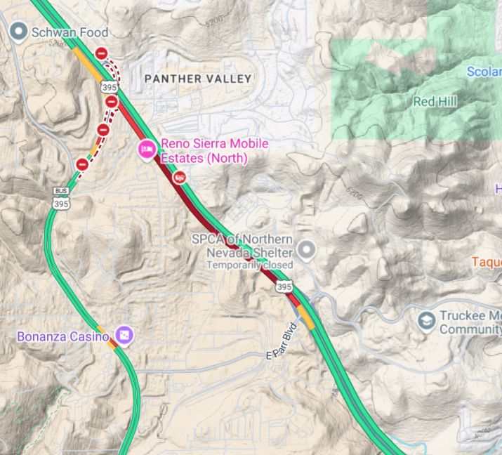 RenoTraffic's tweet photo. US-395 SB Parr Blvd

Rollover blocking right lane. https://t.co/2h49DmRGXb