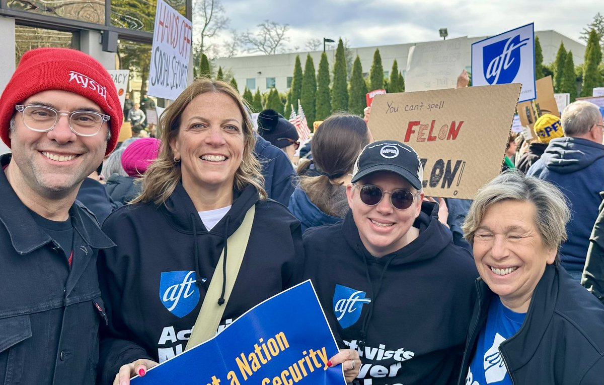Jennifer Stein (@missjstein) on Twitter photo Proud WPTA members at the #HandsOffSocialSecurity rally! Social Security is not an entitlement; it’s OUR money! <a href="/WPTApresidents/">WPTA</a> <a href="/AFTunion/">AFT ❌👑</a> <a href="/rweingarten/">Randi Weingarten 🇺🇸💪🏿👩🎓🟣🇺🇦</a> <a href="/LatimerforNY/">George Latimer</a> Proud WPTA members at the #HandsOffSocialSecurity rally! Social Security is not an entitlement; it’s OUR money! <a href="/WPTApresidents/">WPTA</a> <a href="/AFTunion/">AFT ❌👑</a> <a href="/rweingarten/">Randi Weingarten 🇺🇸💪🏿👩🎓🟣🇺🇦</a> <a href="/LatimerforNY/">George Latimer</a>