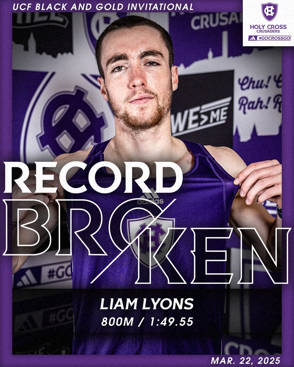 🚨 RECORD BROKEN 🚨

Liam just broke the 47-year-old 800m school record with a time of 1:49.55 to place sixth in the event! The previous record (1:49.60) was set by Michael Mahoney on April. 29, 1977!

#GoCrossGo