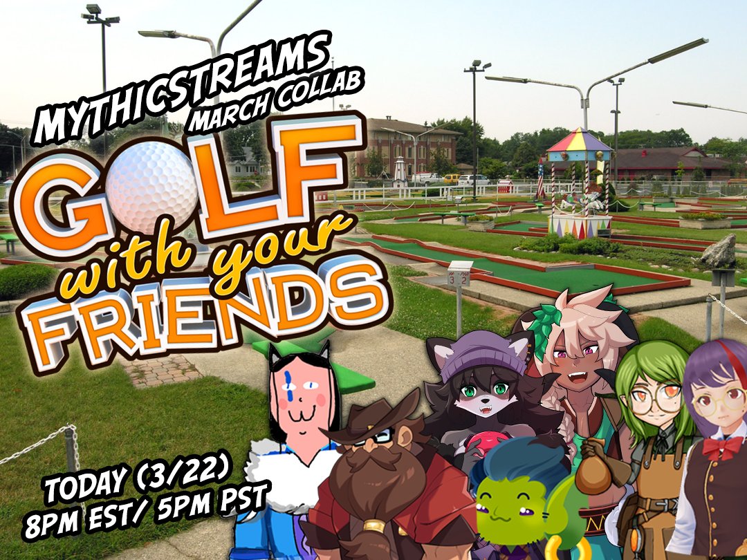 MythicStreams's tweet photo. Join the Mythic Streamers TONIGHT! (3/22)
For Golf With Your Friends @ 8pm EST / 5pm PST

It's sure to go 100% scuff free...

With @dinbeevizzle @Gazelda1793 @GenNixonDwarf @iggie404 @KrayshKast @MagnusTheMagus and @Sylv_VT https://t.co/UW4OtUoZO3