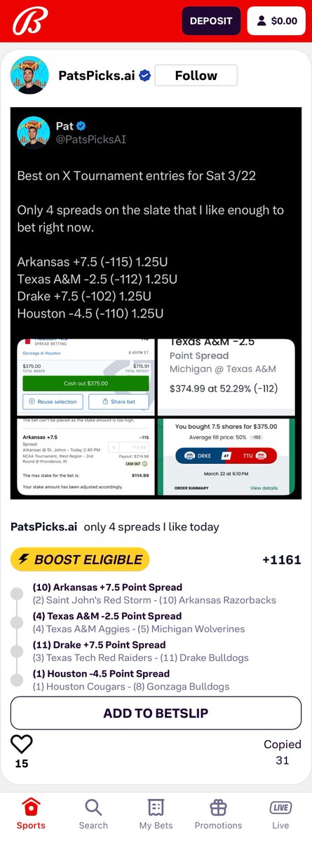 Pretty cool to see <a href="/WagerGames1/">Wager Games</a> platform continue to kill it. They bring trusted betting content like mine and <a href="/loebsleads/">Max Loeb</a> straight into sportsbooks feeds, making it super easy for users to find and copy our bets. One tap to tail directly into your betslip—no more scrolling and