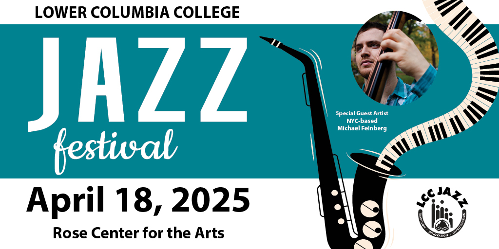LowerCC's tweet image. It is never too late to start planning for your Springtime events! Join us to listen and enjoy special guest artist NYC-based Michael Feinberg at the Lower Columbia College "Jazz Festival" on April 18th. #LowerColumbiaCollege #LowerCC #LCCmusic #LCCarts #LCCevents